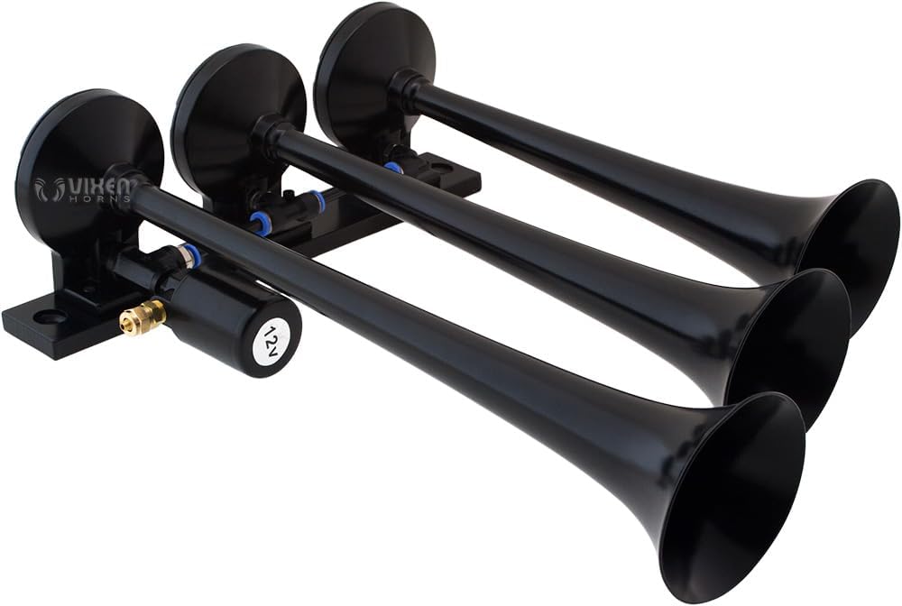 Train Horn Kit with 150psi Air Compressor, 1.5 Gallon Tank, 3 Trumpets E680441