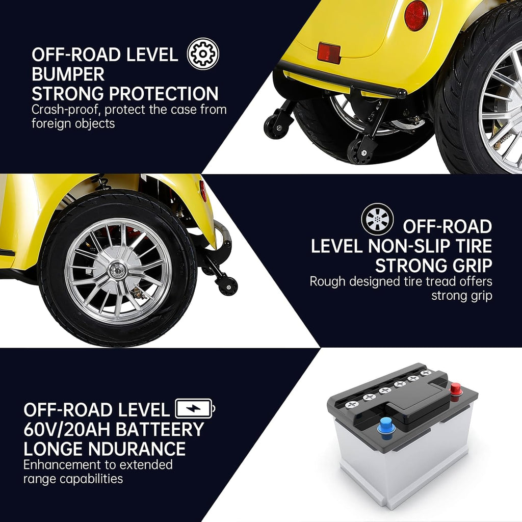 Yellow 4 Wheel Mobility Scooter 500lbs Capacity Z771170