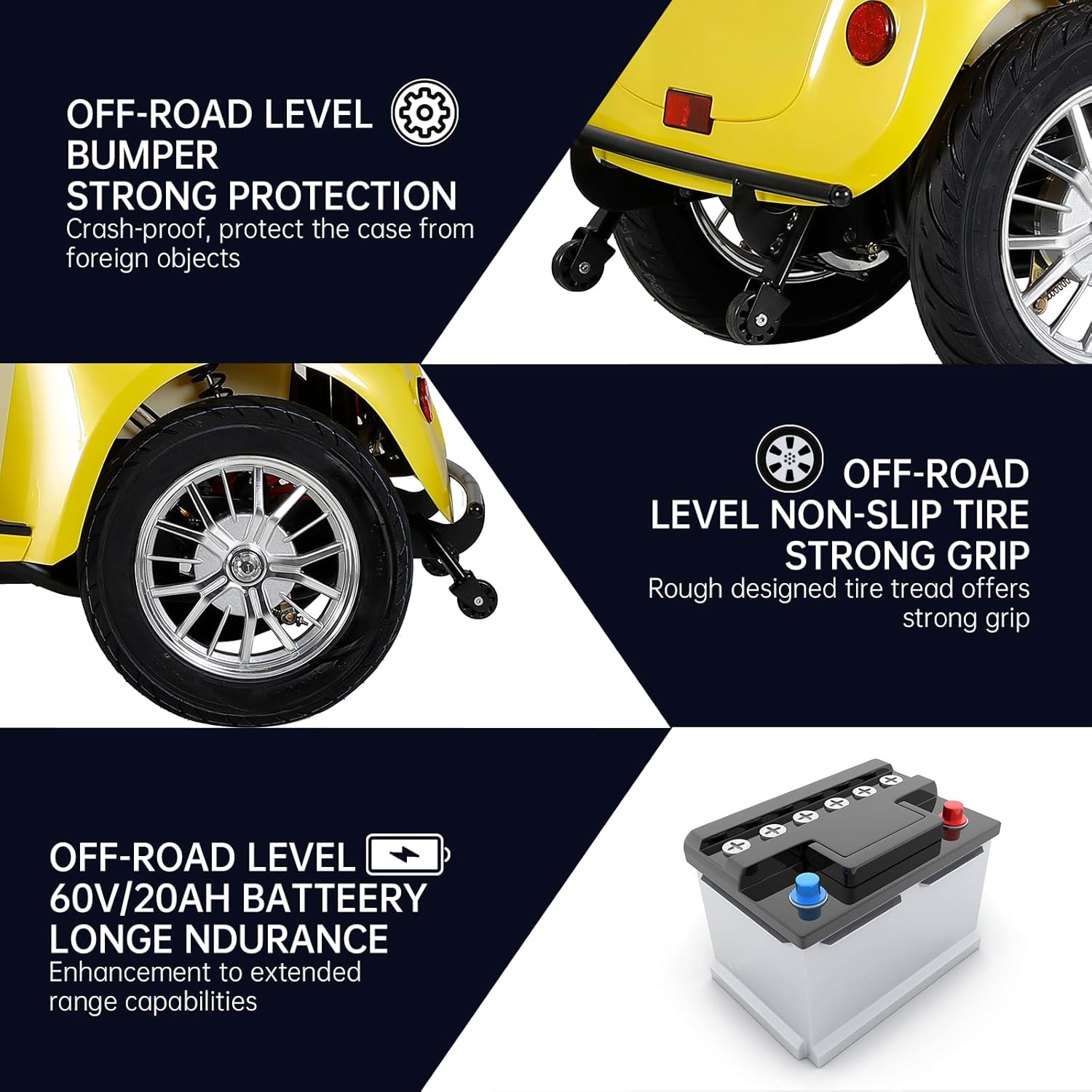 Yellow 4 Wheel Mobility Scooter 500lbs Capacity Z771170
