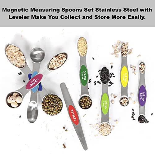 Magnetic Stainless Steel Measuring Spoons Set with Leveler L3794