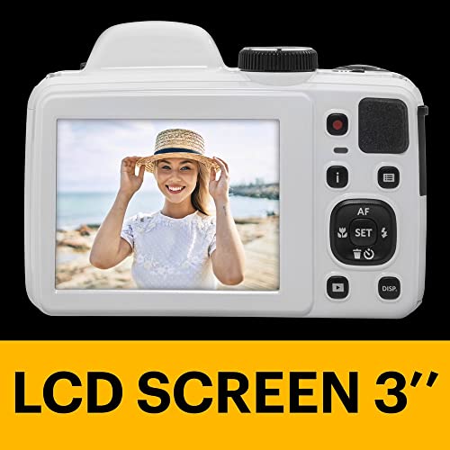 20MP Digital Camera 40X Optical Zoom 24mm Wide Angle Lens Optical Image Stabilization 1080P Full HD Video 3" LCD White W65566