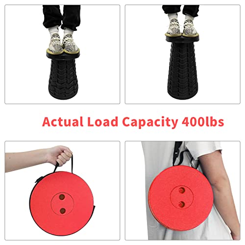 Portable Collapsible Telescoping Stool Lightweight Max Load 400lbs Retractable Folding Stool Black H155