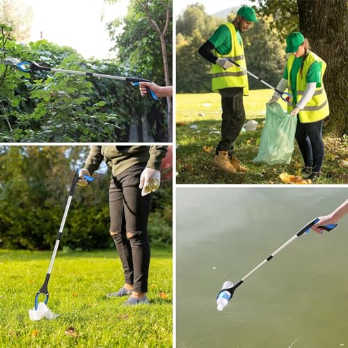32" Foldable Reacher Grabber Tool with 360° Rotating Jaw & Magnet, Blue W130508