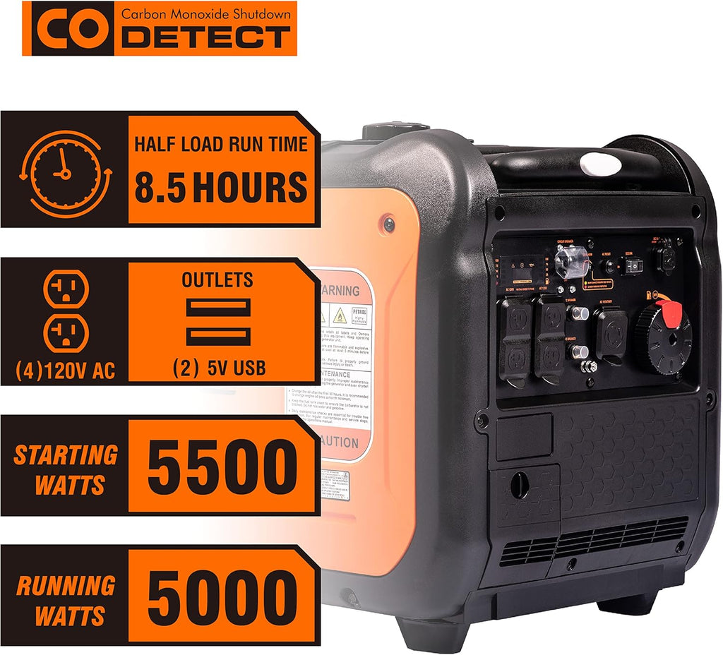 Inverter Generator, Gas Powered, Ultra Lightweight Q502