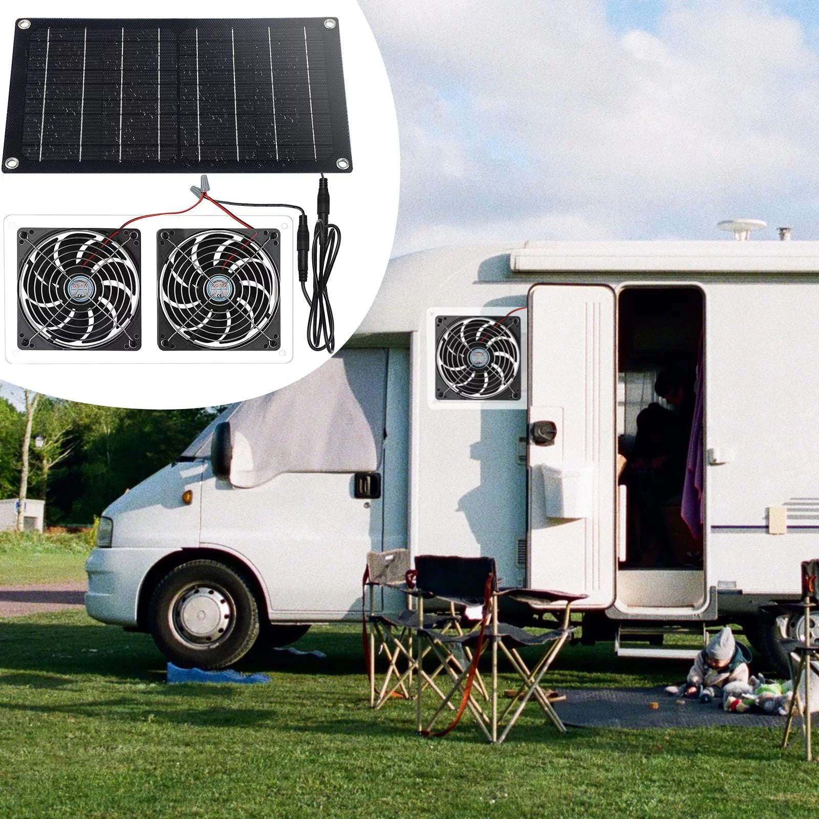 Waterproof Solar Exhaust Fan Extractor Ventilation Portable T949664