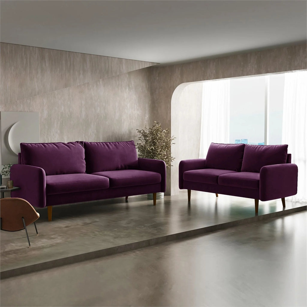 70" Upholstered Velvet Sofa in Purple W897