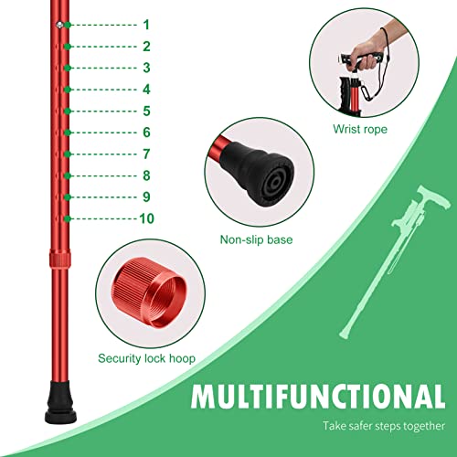 Aluminum Alloy Lightweight Height Adjustable Heavy Duty Foldable Walking Cane with LED X396856
