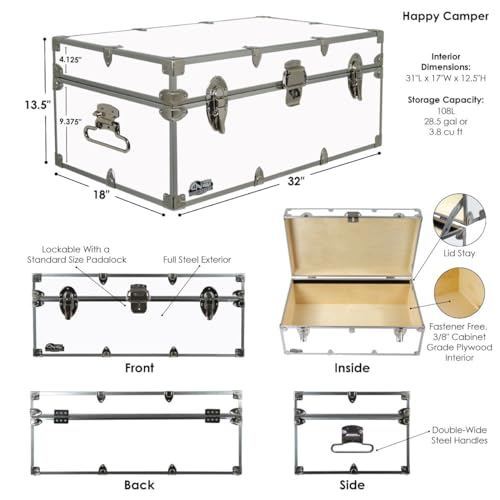 Navy Steel Footlocker with Tray - 32 x 18 x 13.5 Inches F926
