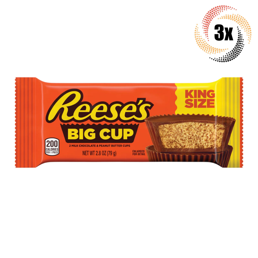 3 Packs Reese's Peanut Butter King Size Big Cups 2.6oz B5714