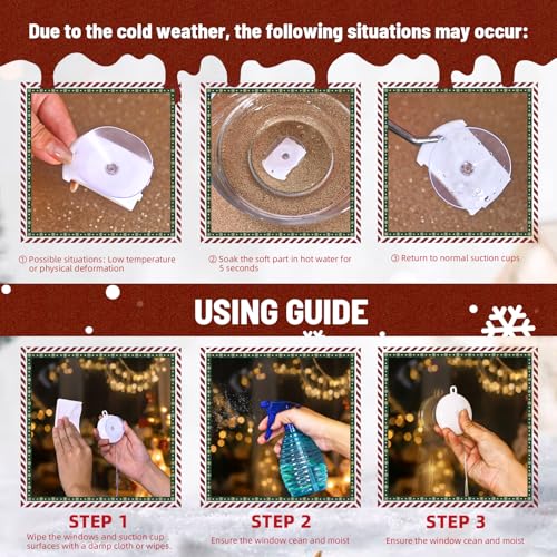 5Pack Christmas Window Lights with Timer, Battery Powered White LED Snowflake Decor U976
