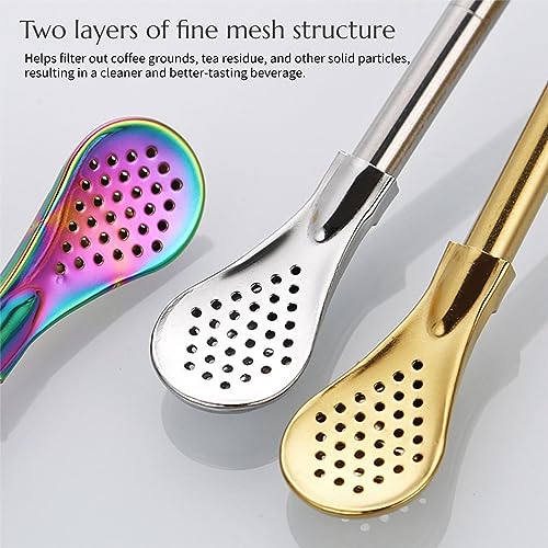 4pcs Stainless Steel Spoon Straws with Cleaning Brush L10660