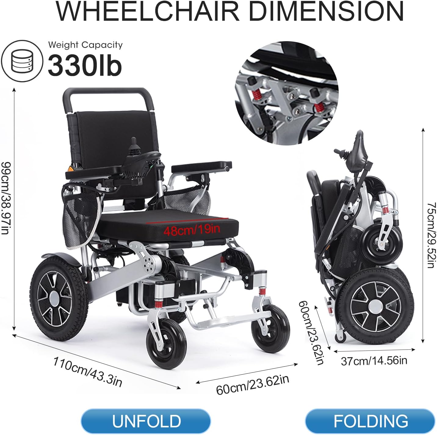 Lightweight Foldable Aluminium Alloy Electric Wheelchair A854