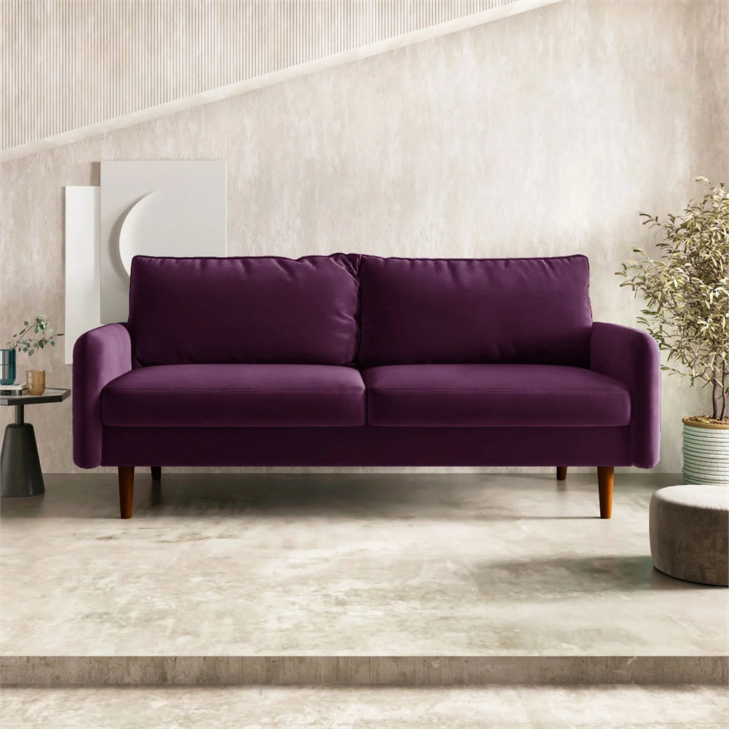70" Upholstered Velvet Sofa in Purple W897