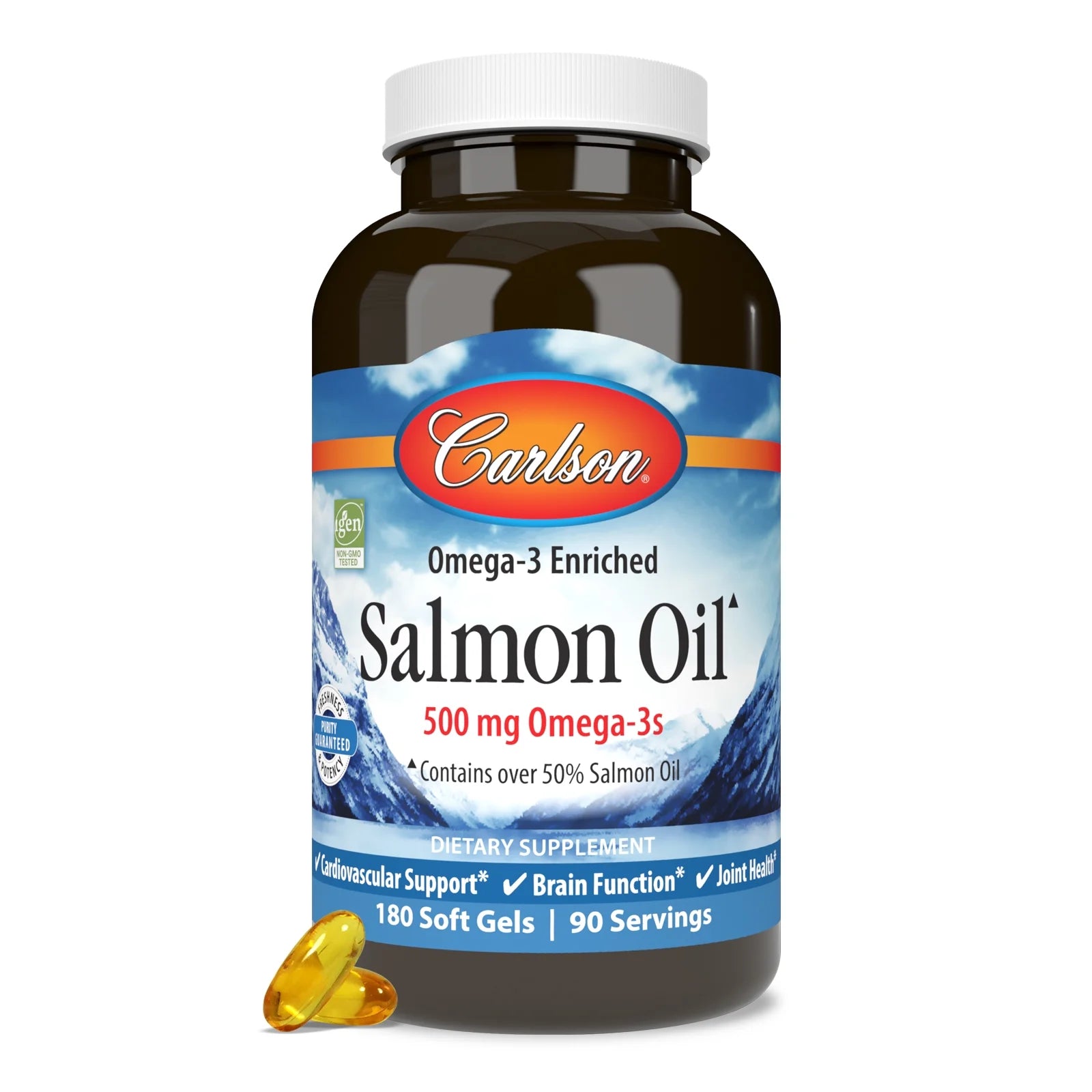Norwegian Salmon Oil 500 mg Omega-3s 180 Softgels D90026