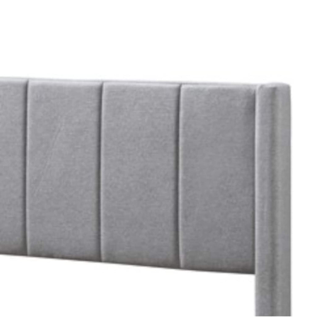 King Grey Linen Vertical Tufted Platform Bed R55092