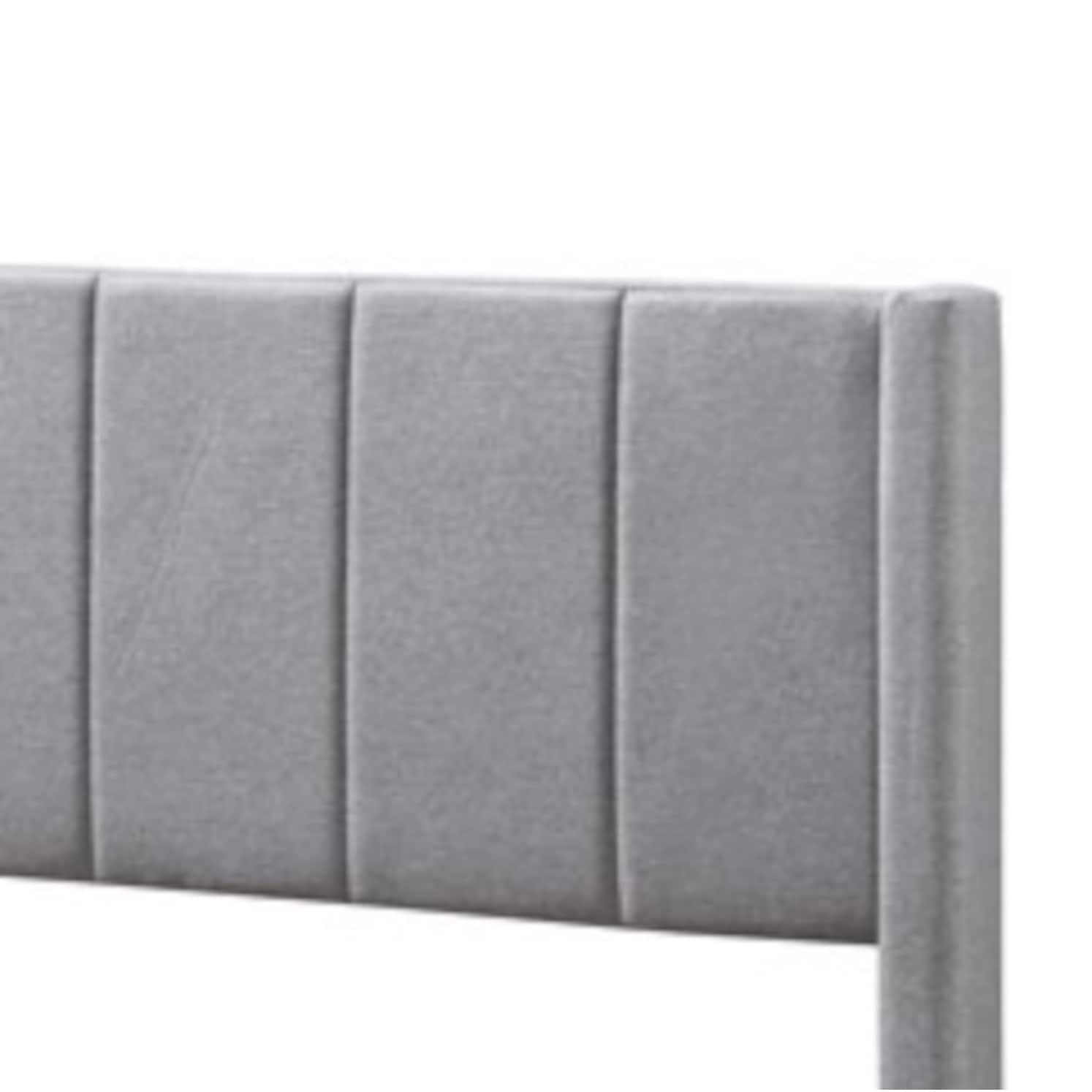 King Grey Linen Vertical Tufted Platform Bed R55092