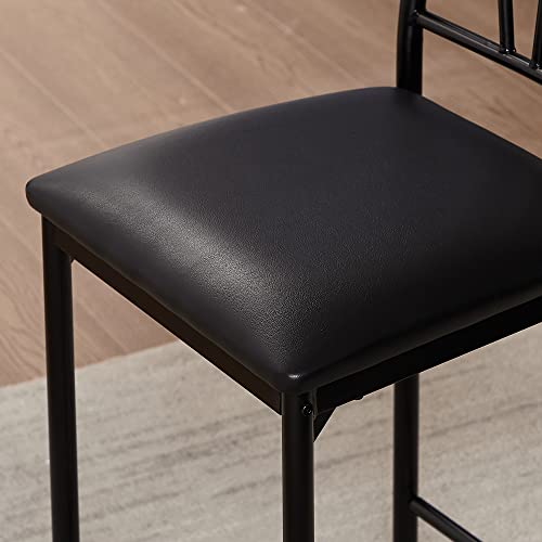 Gray Small Bar Table and Chairs Dining Set for 2 with Storage Shelves Z7025