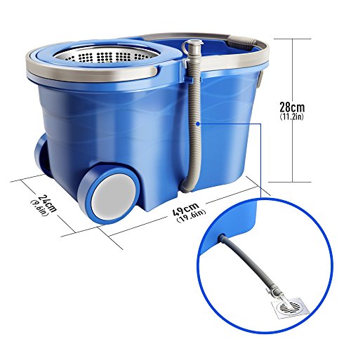Mop Bucket with Wringer Set, Stainless Steel Handle, 5 Microfiber Replacement Heads, 1 Floor Brush Mop Head R13388