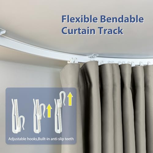 White Room Divider Curtain with Ceiling Track and Hooks, 1 Panel, W 8.3 x H 7ft P71783