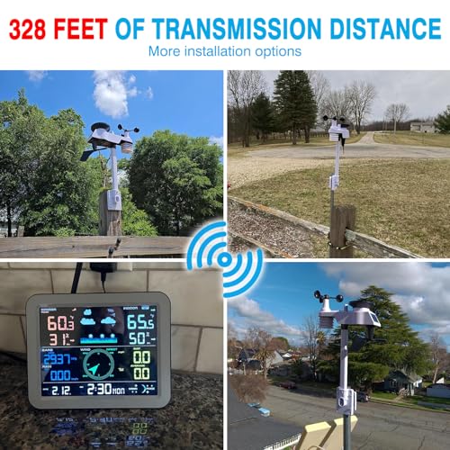 Wireless 7-in-1 Indoor Outdoor Weather Station with Rain Gauge A358589