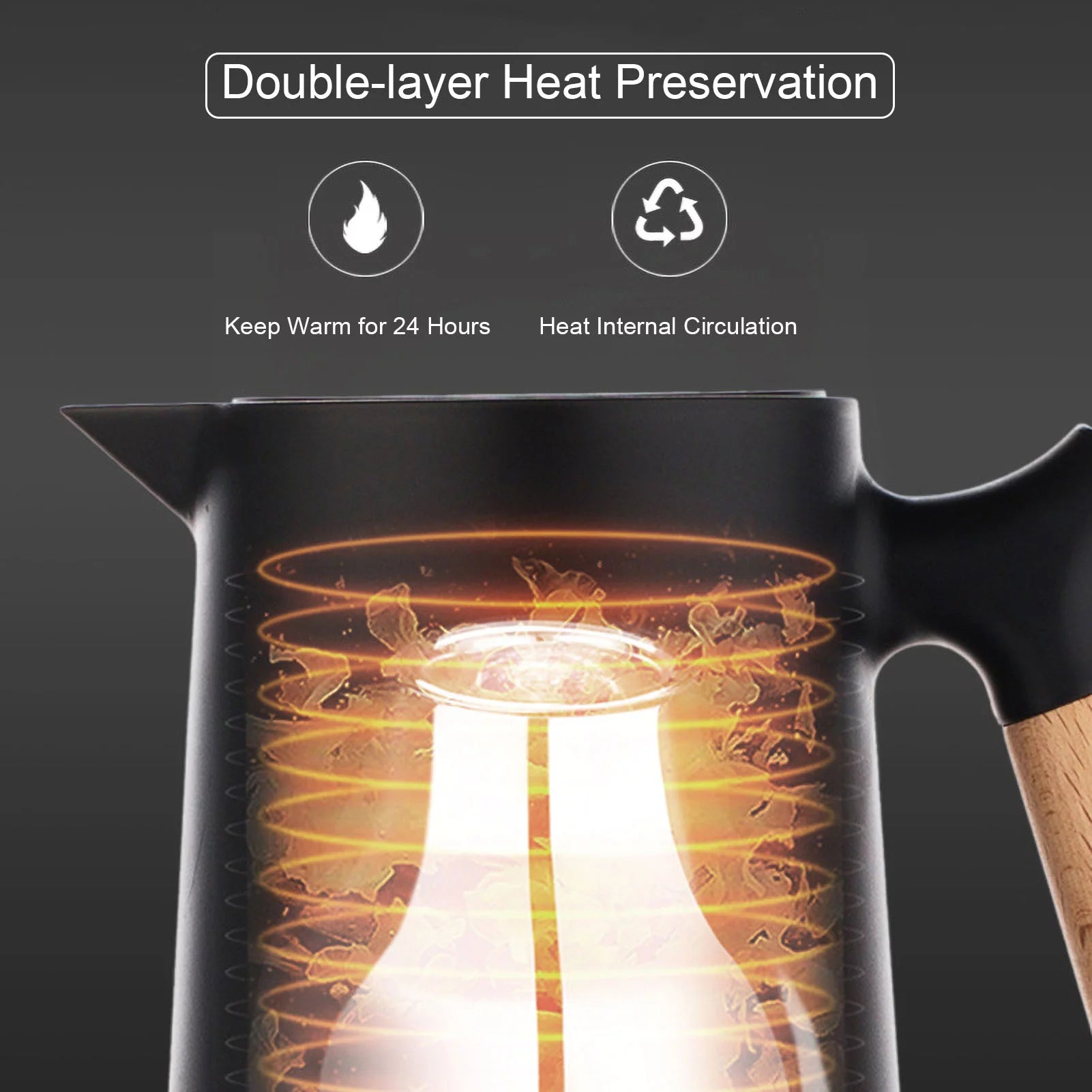 Large Thermal Coffee Carafe Double Walled Glass Liner Insulation Pot L68323