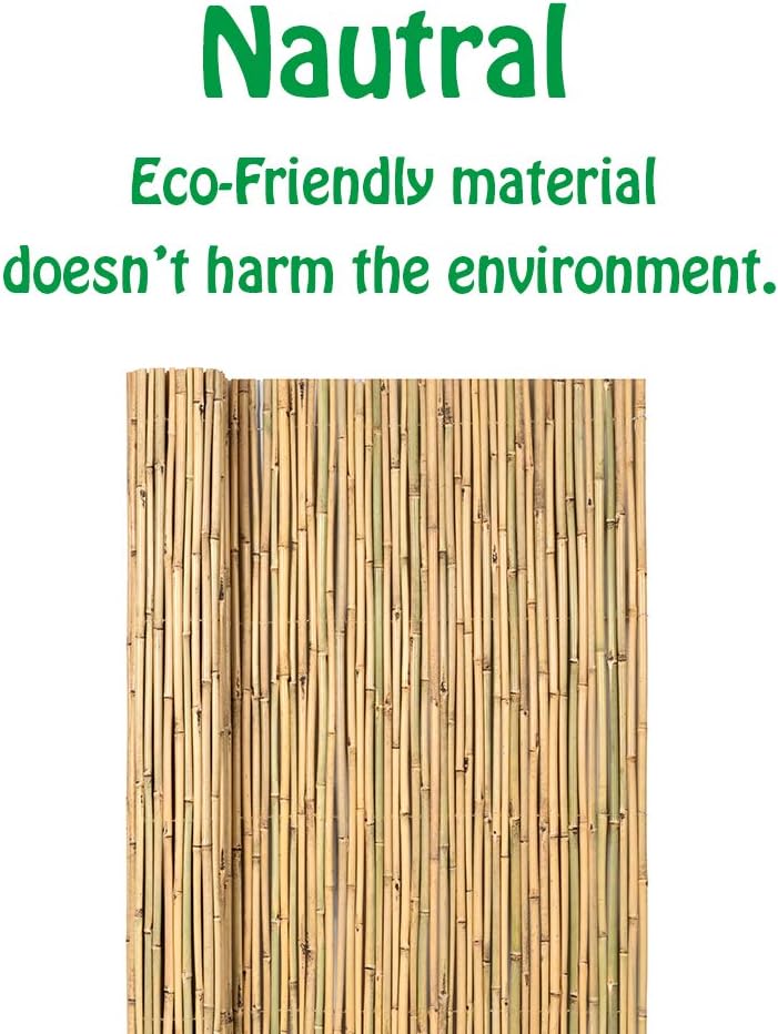 Natural Rolled Bamboo Fence, 0.7 in D x 6 feet High x 8 feet Long O29784
