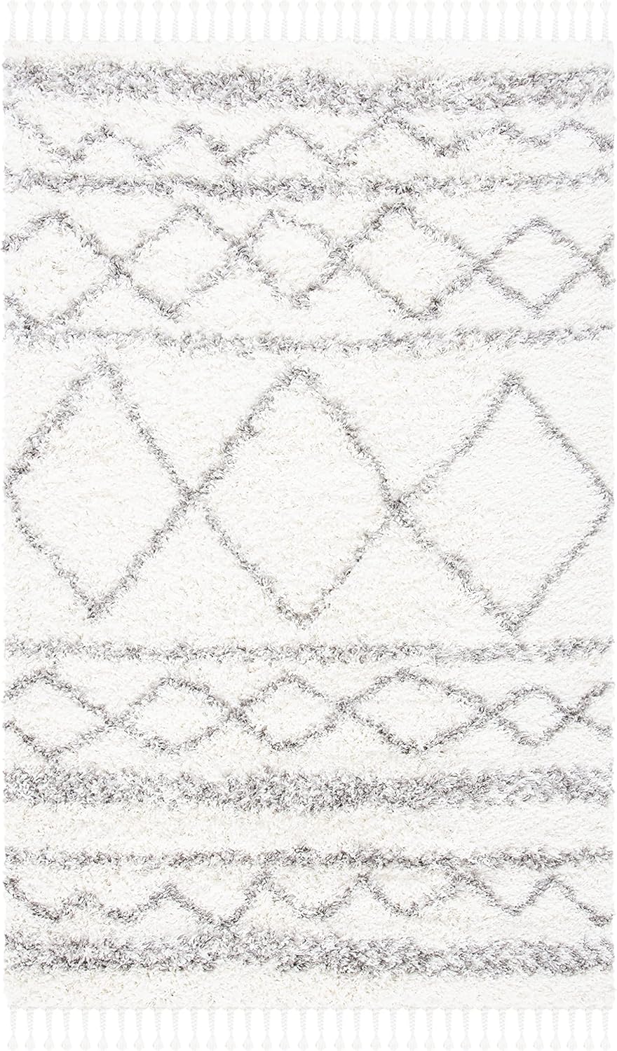 9' x 12' Ivory Grey Shag Area Rug E38204