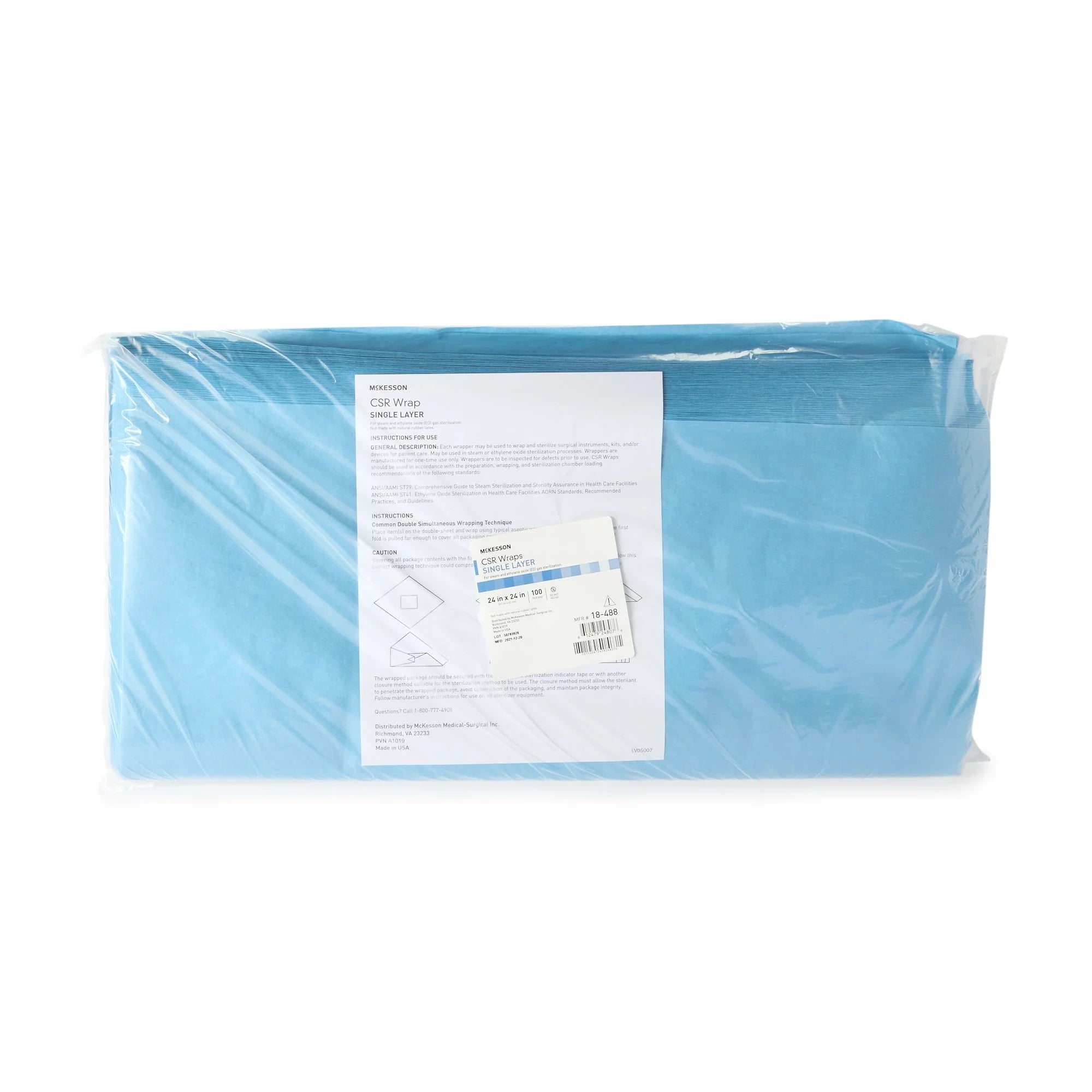 Sterilization Wrap Blue 24 x 24" 100 Ct W2275
