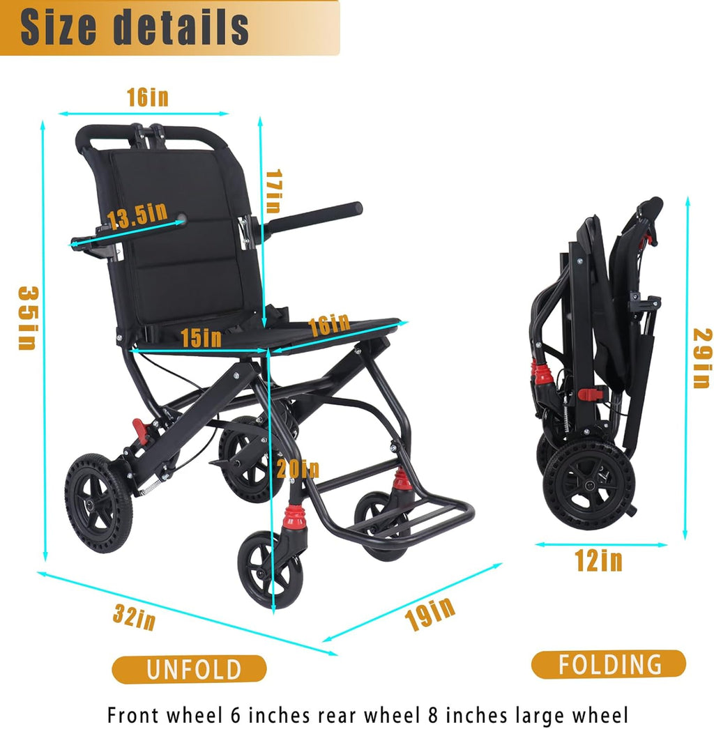 Ultra-Light Portable Folding Wheelchair with Handbrake P228