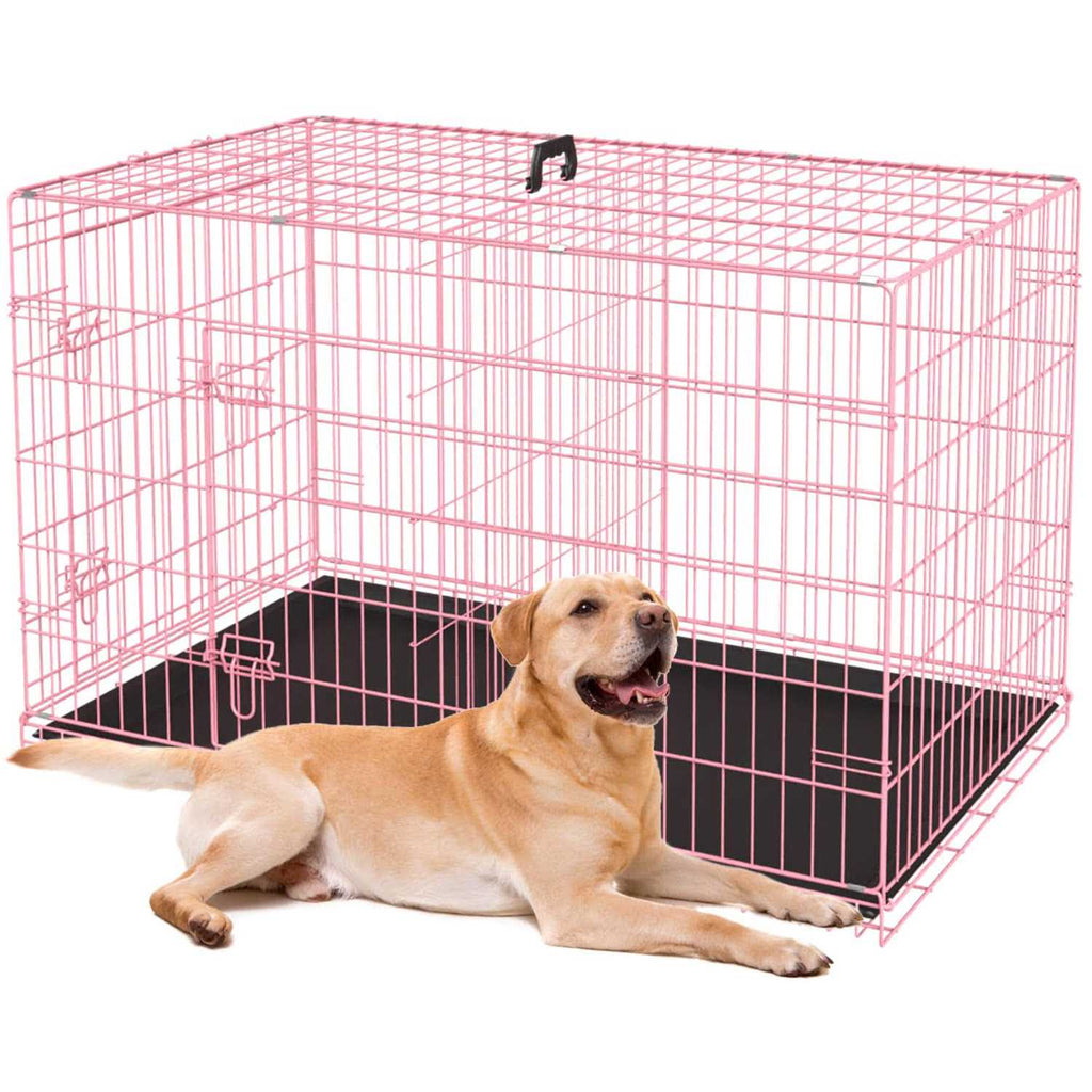 24,30,36,42,48 Inch Folding Wire Dog Crate with Double-Door Q4362