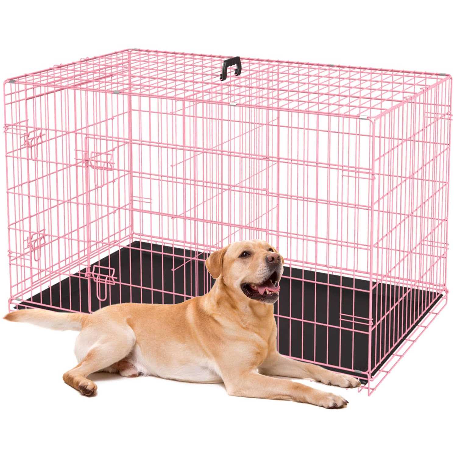 24,30,36,42,48 Inch Folding Wire Dog Crate with Double-Door Q4362