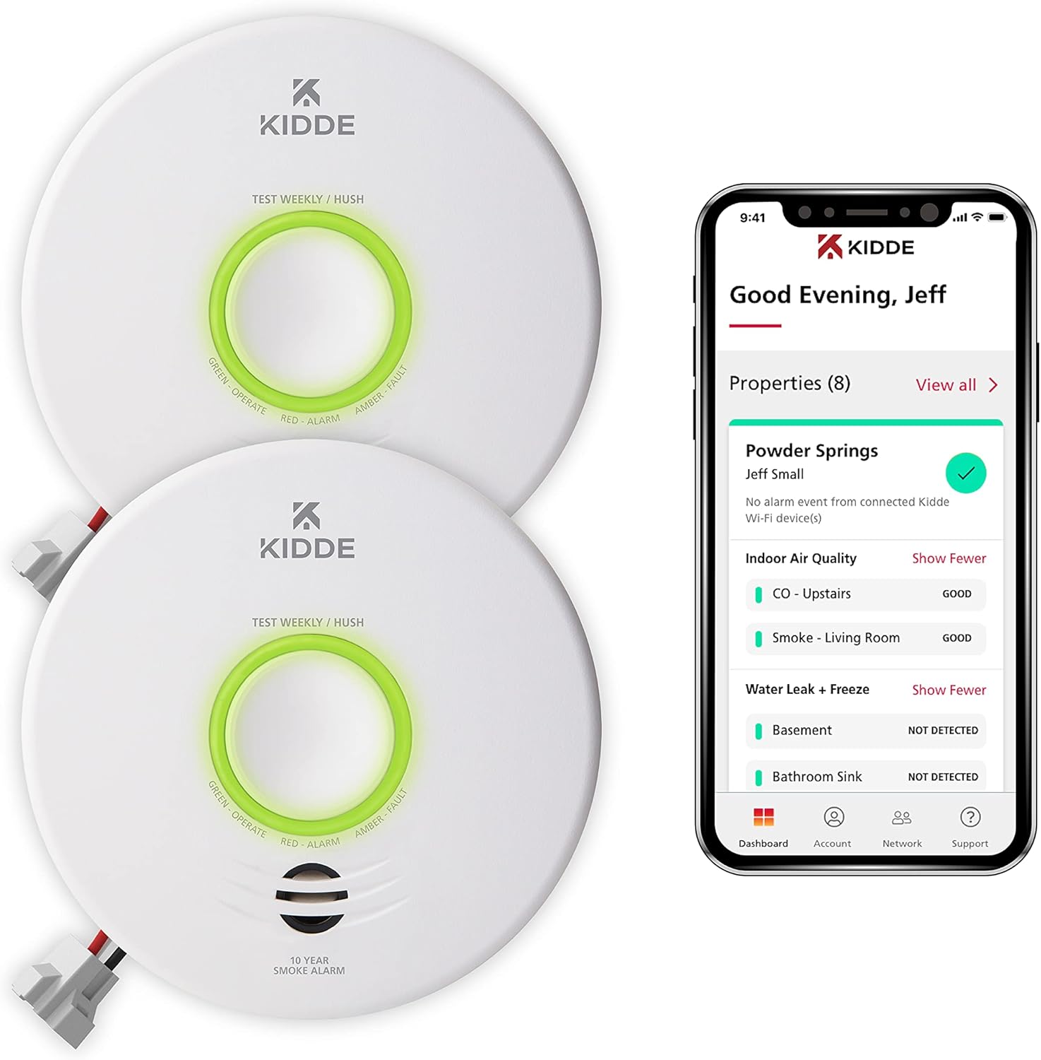 Smart Smoke & CO Detector Hardwired 2 Pack C74599