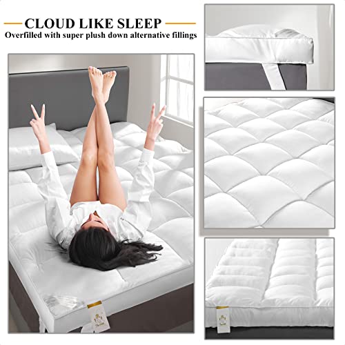 Extra Thick King Mattress Topper, Soft Plush Cooling Overfilled 1400GSM Mattress Pad T926680