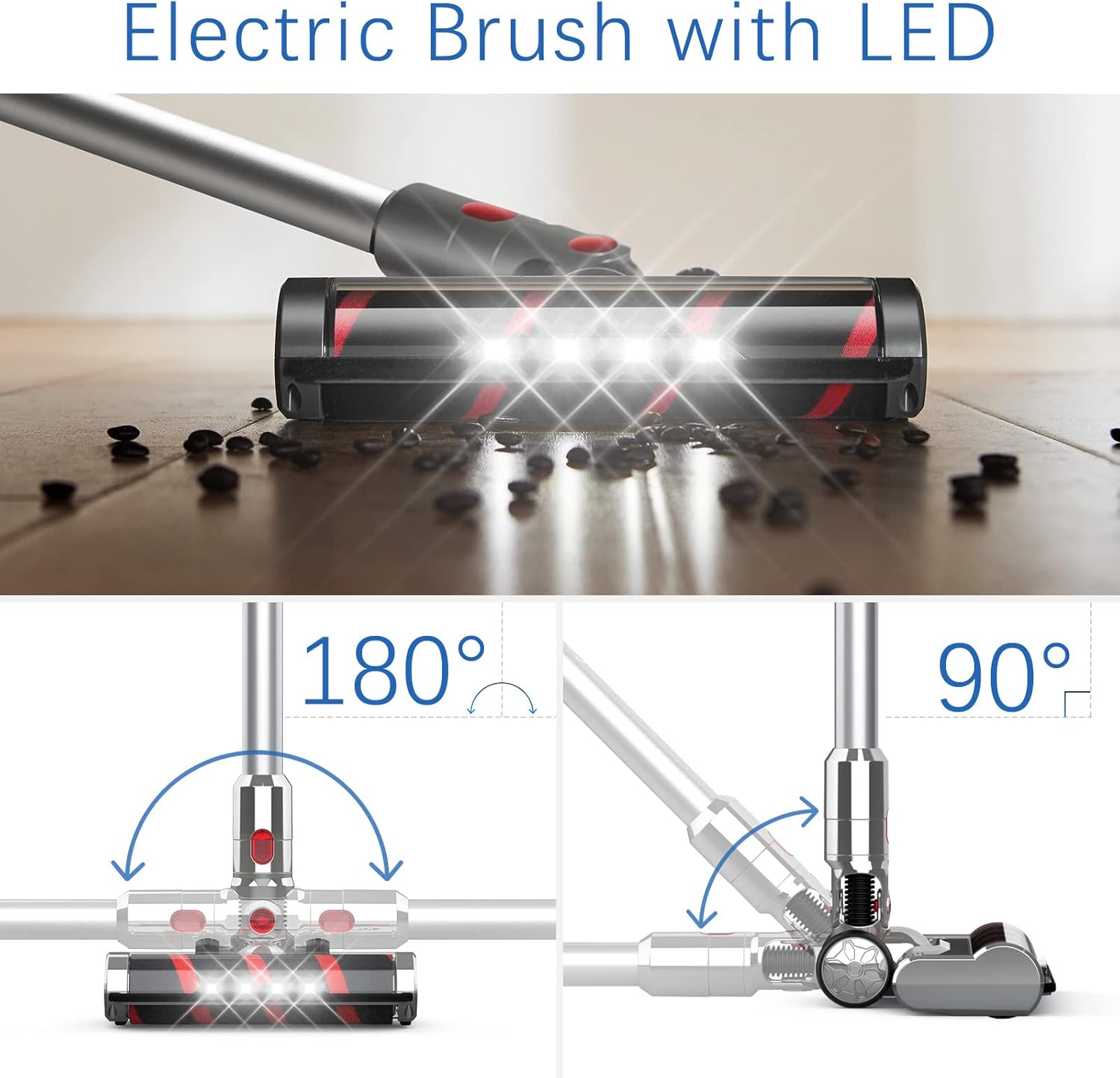Cordless Stick Vacuum Cleaner 28KPA 3 in 1 Lightweight with LED Headlights Detachable Battery U999871