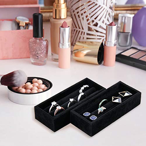 2PCS Black Velvet 8 Slots Jewelry Tray V96662